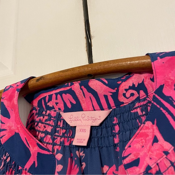 Lilly Pulitzer Bailey Silk Sleeveless Top Size XXS Indigo Night Caw Blouse Tank - Picture 2 of 8